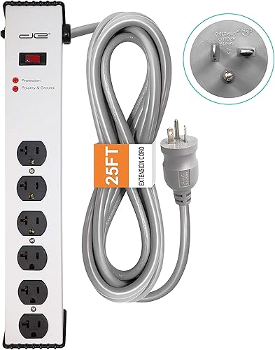 Miniatura 2 de Digital Energy Enchufe de ranura de 20 amperios 6-20T Cable de 25 pies - Protector de sobretensiones de 900 julios 6 tomas, regleta de