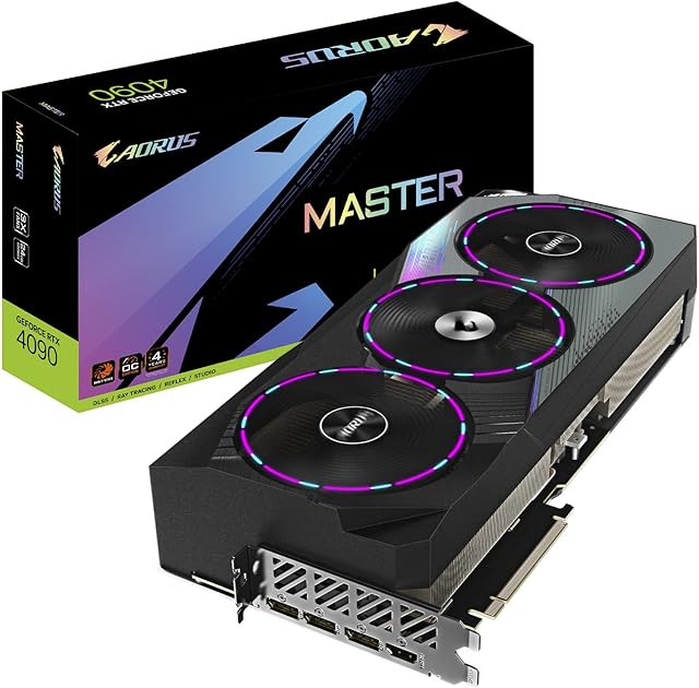 Gigabyte Placa gráfica GV-N4090AORUS M-24GD AORUS GeForce RTX 4090 Master 24G, 3x ventiladores WINDFORCE, 24GB 384-bit GDDR6X, placa de vídeo