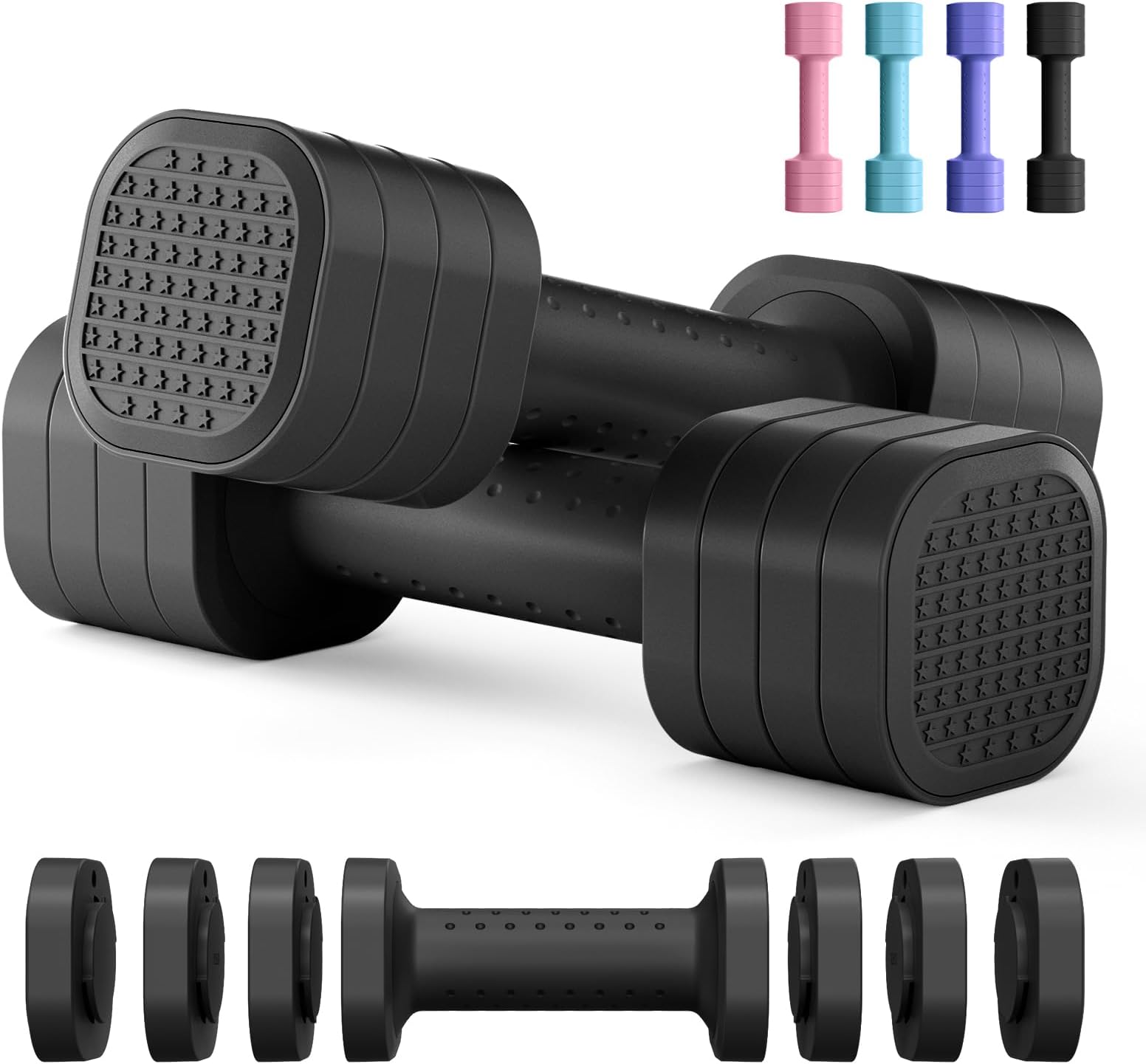 Zempox Adjustable Dumbbell Set, 4 in 1 Free Weight Dumbbell Set for Women, Hand Weight for Women at Home, Each 2lb 3lb 4lb 5lb with TPU Soft Rubber Handle for Home Gym Aquatic Fitness Equipment,Purple