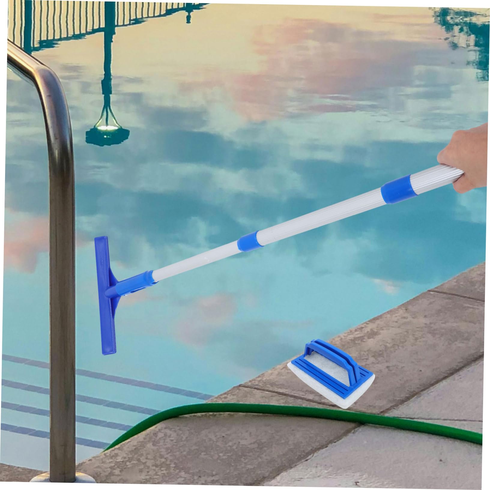 Mipcase Bodensauger Pool Skimmer mit Teleskop Poolstange und Poolbürstenstange aus Aluminiumlegierung Vielseitiges Pool Reinigungsset für Private Schwimmbäder und Aufblasbare