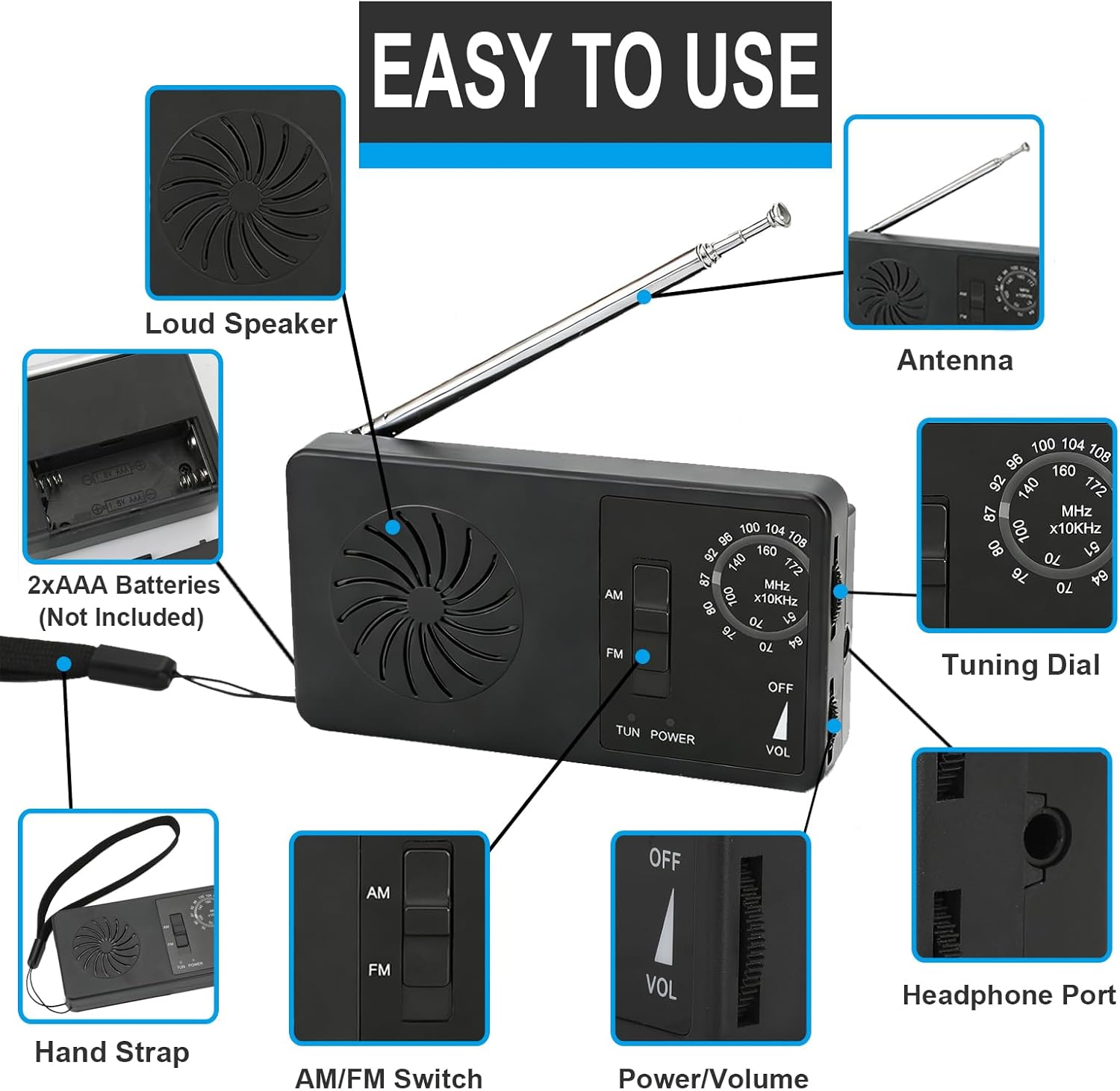 Pocket Mini Radio, Portable AM FM Worldband Radio with Best Reception, 2AAA Battery Operated Transistor Radio with Earphone Jack, Loud Speaker for Indoor/Outdoor/Emergency & Gift 7 71weEdRnCzL. AC SL1500