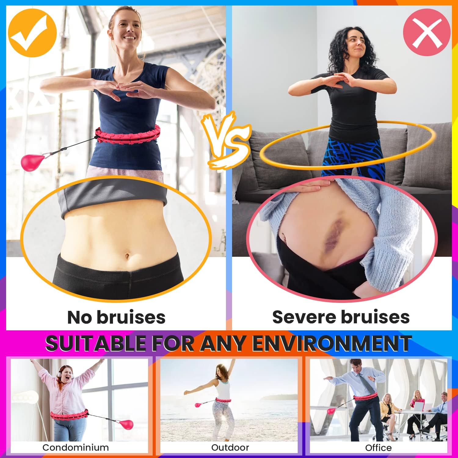 mjyphdm Smart Hoola Exercise Hoops Plus Size,for Adults Weight Loss, 29 Detachable Knots,Pilates Sports & Fitness Exercise for Overweight People,Abdominal Trainers