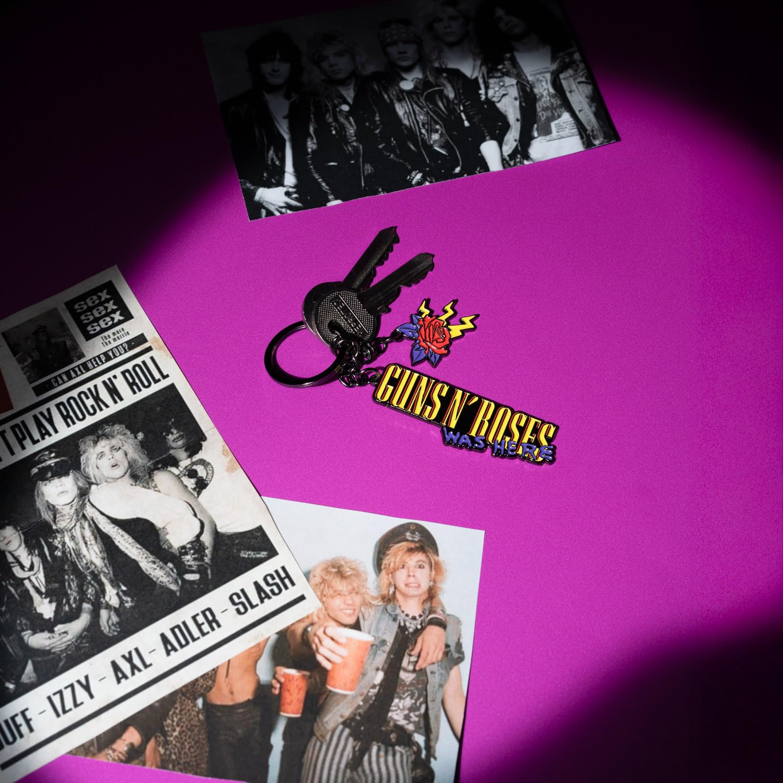 Grupo Erik Keyring - Guns N Roses Merch | Official Merchandise Guns And Roses Gifts Under 10 Pounds, Keychain Music Gifts For Men, Cute Keyring, Cool Keyrings