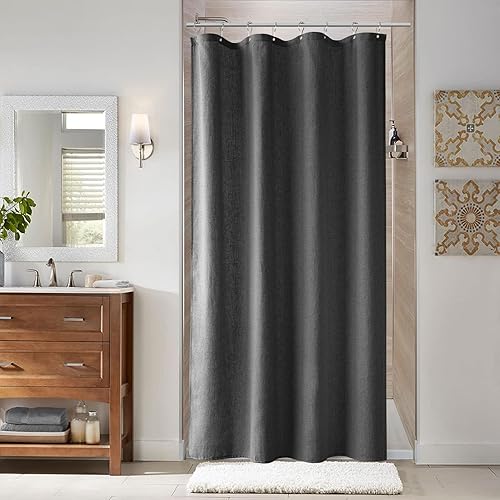 Miniatura 37 de Naturoom cortina de ducha de 36 pulgadas - cortina de ducha estrecha para espacio pequeño, de medio tamaño, de lino verde ultra gruesa, juego