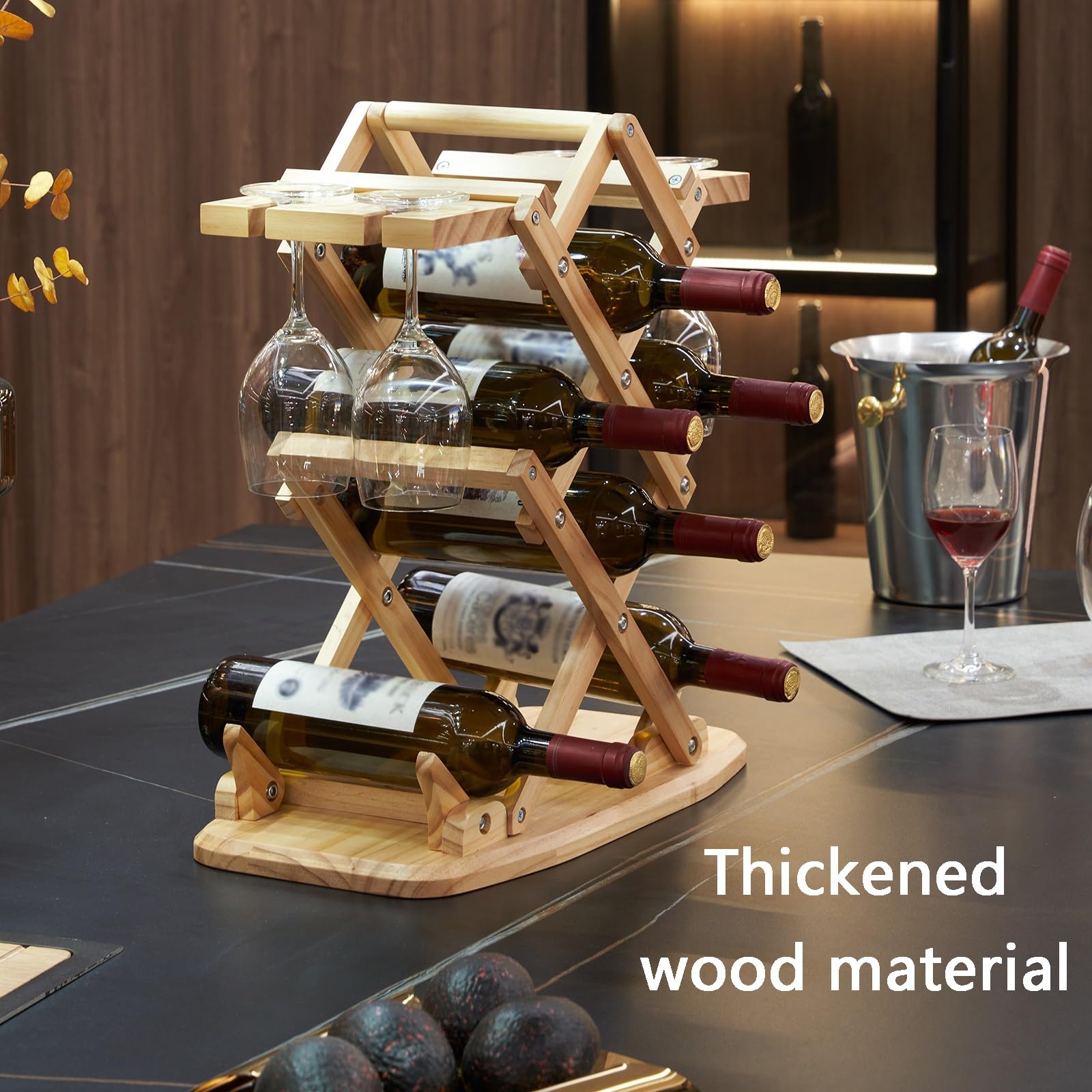 Casier à vin en Bois, avec poignée, Facile Assembler