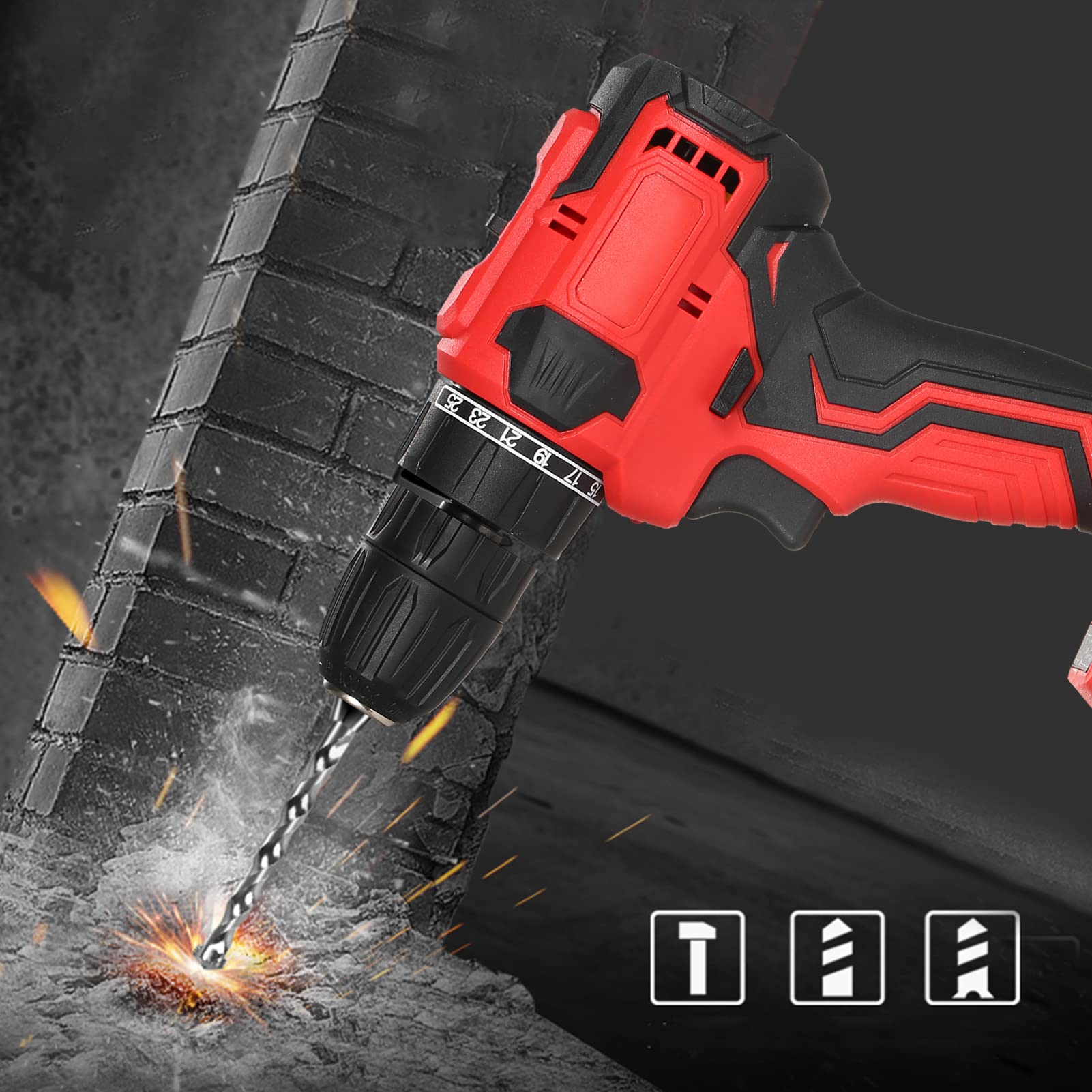 Drill a Impatto, Trapano a Batteria con Motore Senza Spazzole, Soffitto Ad Alta Potenza 1580 W 21 V PROPRIO PROPRIEMENTO per Auto, Casa, Fai Te (Plug e 2 batterie UE)