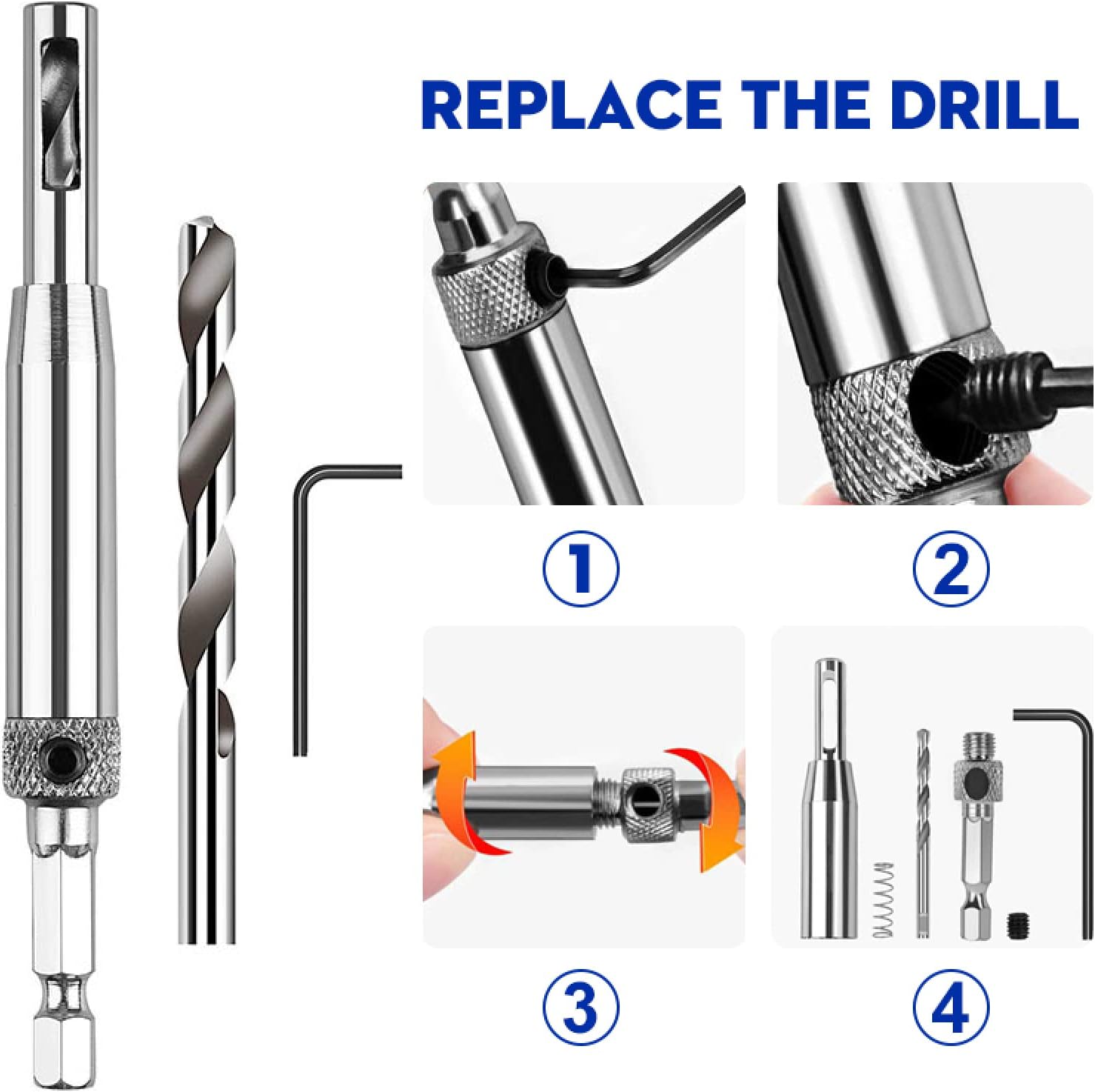 JAINGU1セットセルフセンタリングヒンジドリルビットドアキャビネットヒンジ位置決めホールカッター木工工具HSSセンタードリルビッ
