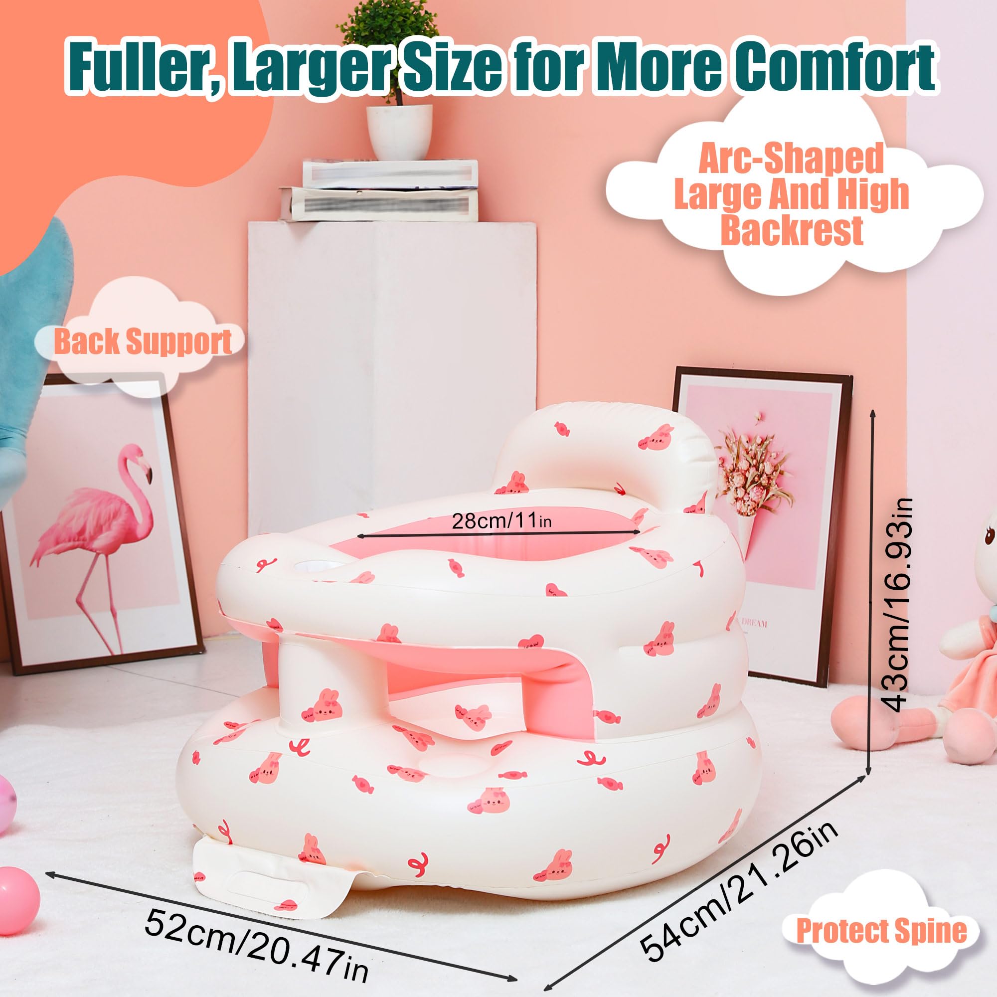 Upgraded Inflatable Baby Seat for Babies 3-36 Months, Inflatable Baby Chair Sit Me Up Floor Seat for Baby, Back Support Baby Seats for Infants for Sitting Up with Built in Air Pump
