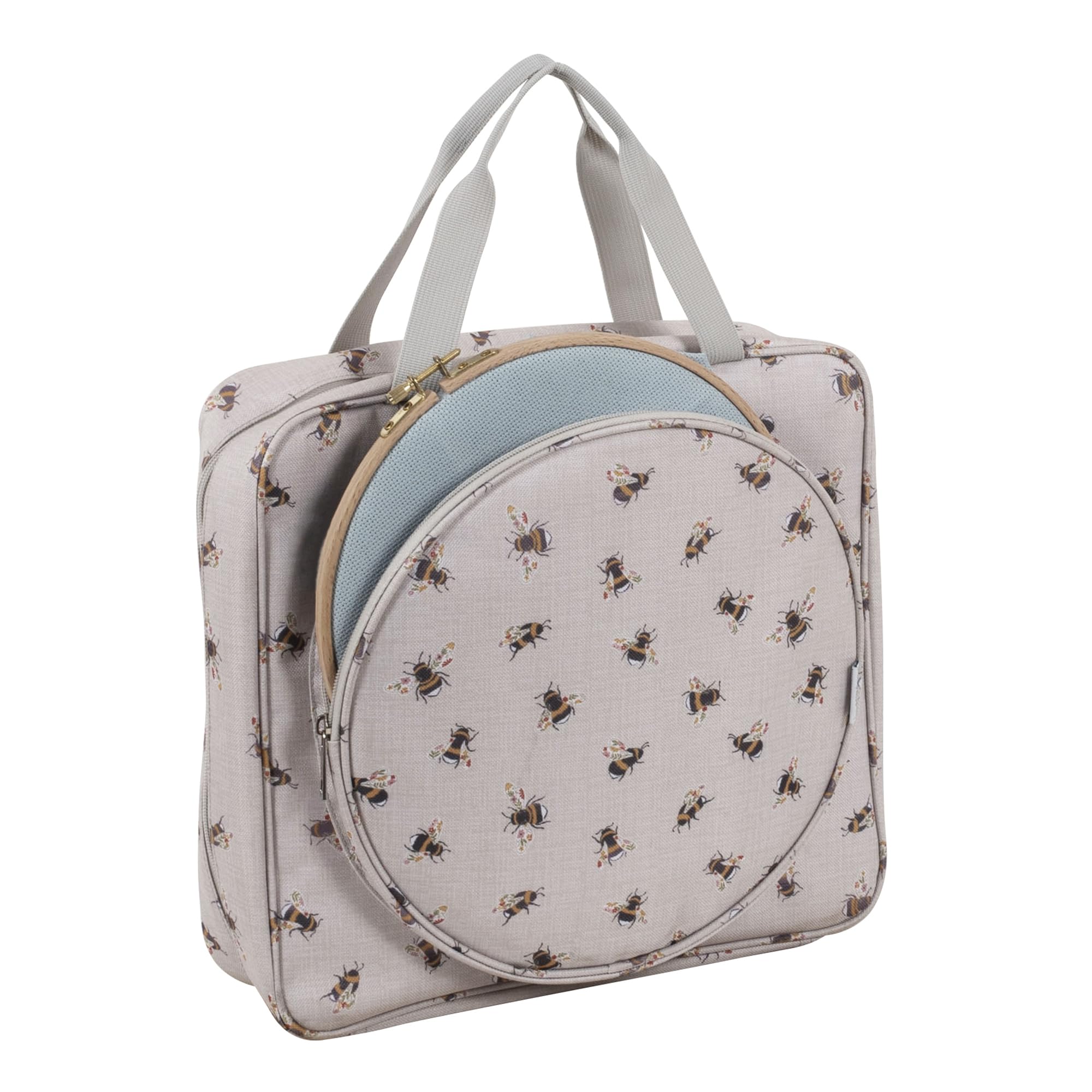 Hobby Gift Project Or Craft Bag With Embroidery Hoop Storage Soft: Bee