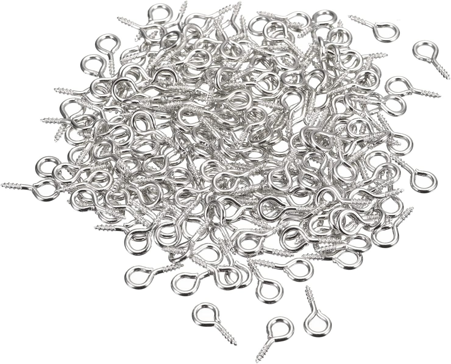 Self Tapping Screw Hook Ring,Hooks Eyebolt Ring,100Pcs Small Screw Eye Pins Hooks Mini Eyelets Screws Threaded, Self Tapping Screw for Jewelry Making DIY Crafts(1 * 4 * 10mm)
