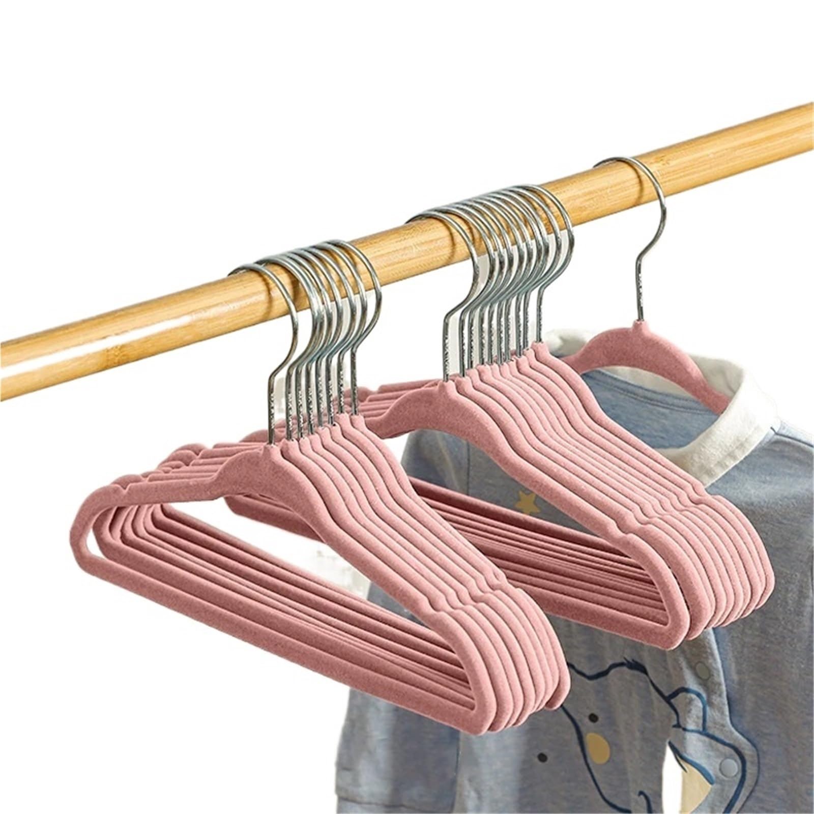 10/20pcs Velvet Hangers Non-Slip Rotin Clothes Portable Closet Organizer Drying Space Saving for Coats and Jackets(Pink hanger,20pcs)