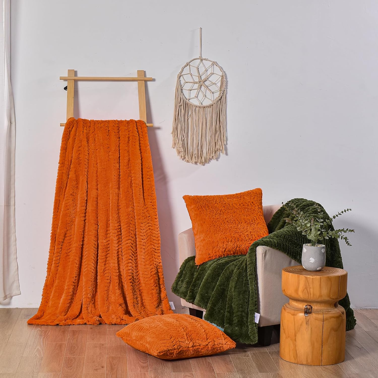 YUSOKI Luxury Faux Fur Throw Blanket(Without Pillows) 2 Layers,3lb,All Ages,Home Decoration, (Burnt Orange,50" x 63") - Image 4