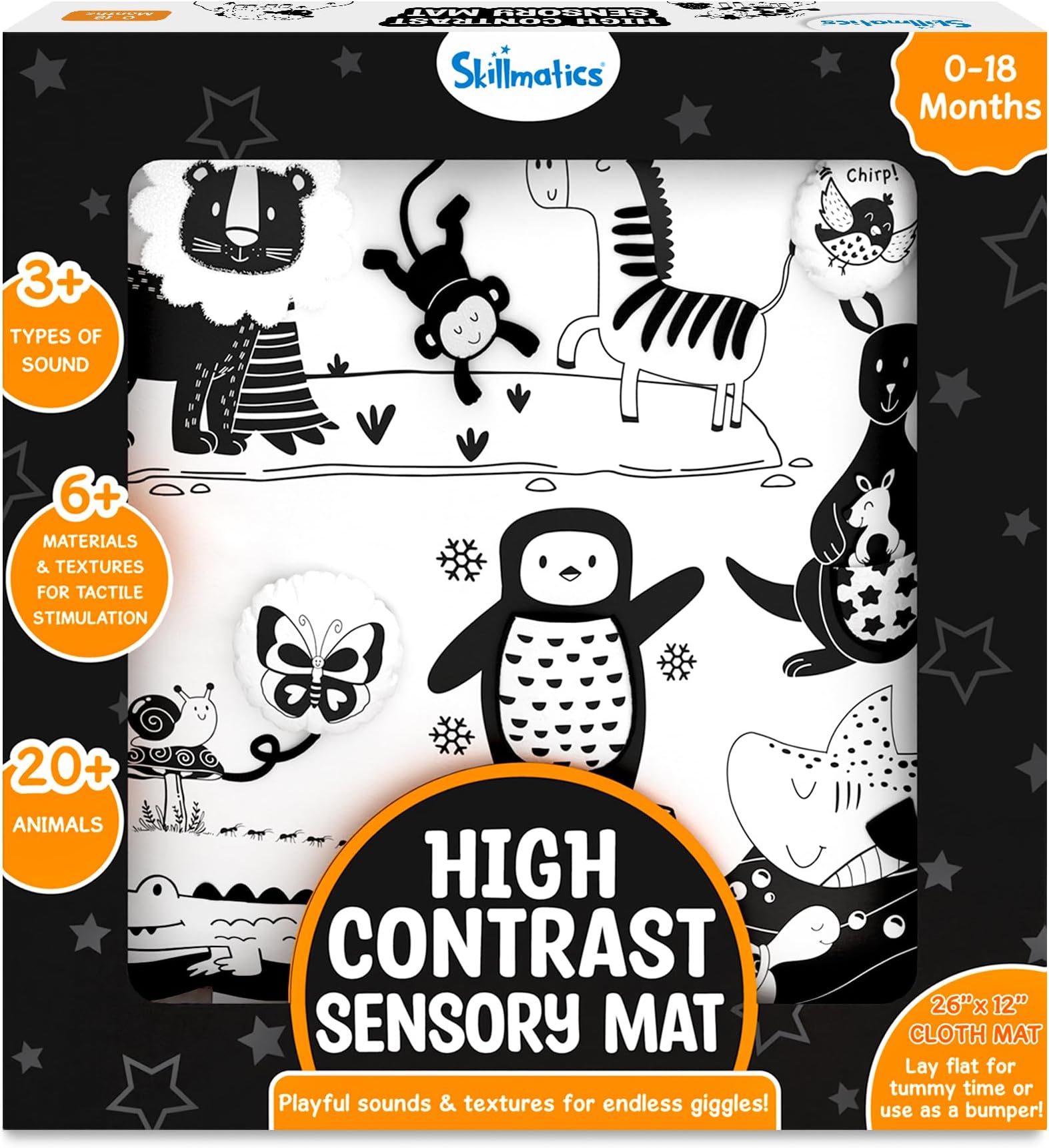 - High Contrast Sensory Cloth Mat for Babies & Infants - Newborn Visual Stimulation, Observation Skills, Gifts for 0 to 18 Months, Multicolor
