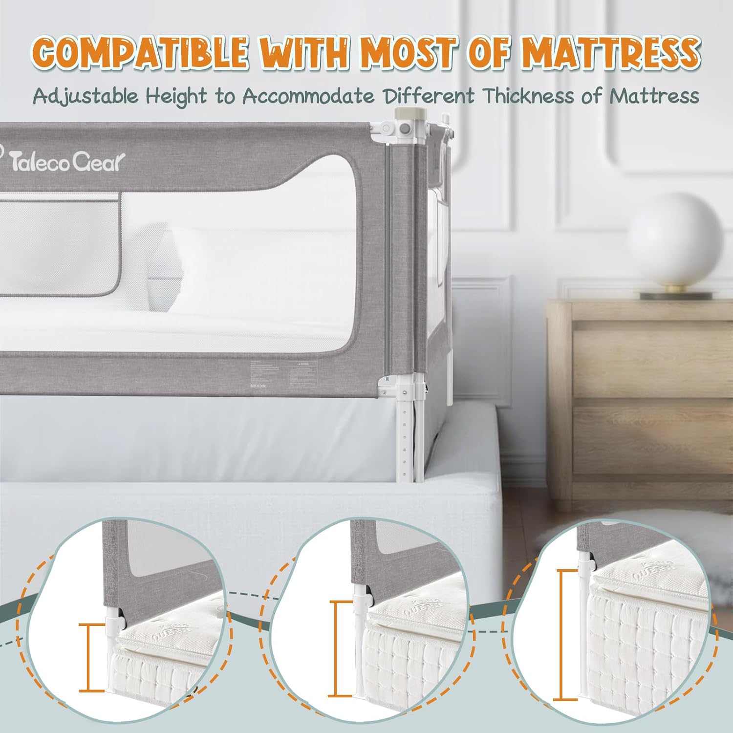 G TALECO GEAR Bed Rail for Toddlers, Stable Protective Bed Side Rails, Baby Bedrail Guard for Twin Full Queen & King Size Bed
