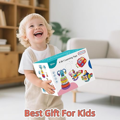 Miniatura 26 de Juguetes 4 en 1 para bebés de 6 a 12 meses, sensoriales y apilables para niños de 1 año en adelante, juguetes de cubo ocupado para bebés de 12 a 18