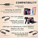 Professional Grade Lavalier Clip On Microphone - Lav Mic for Camera Phone iPhone Video Recording ASMR - Small Noise Cancelling 3.5mm Tiny Shirt Microphone with Easy Clip On System