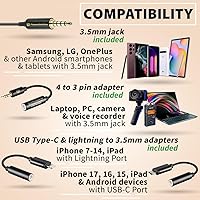 Vista 5 de Micrófono omnidireccional de solapa Lavalier Profesional con sistema de fácil prensado para grabar, Youtube/Entrevista