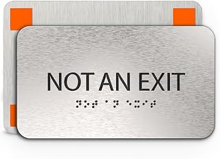 ADASigns Not An Exit Sign - No Exit Sign - Brushed Aluminum, Braille & Tape