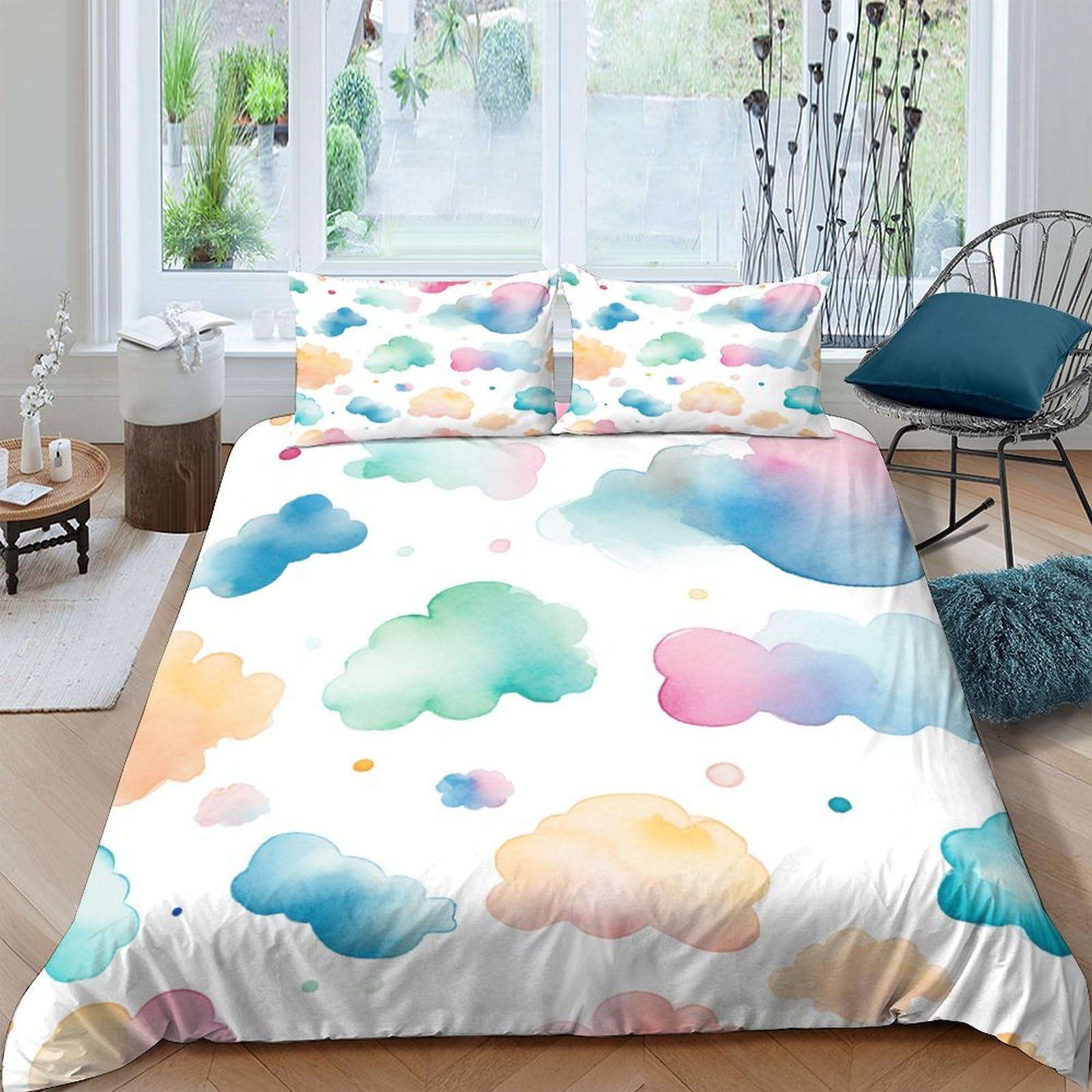 Housse de couette avec taies d'oreiller IOFEER Clouds ensemble de literie microfibre 220x240