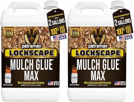 PetraMax Lockscape Mulch Glue for Landscaping Rocks Max Concentrate, Weed Barrier - 2 Gallons Non-Toxic Pea Gravel Binder, Mulch & Rock Glue for Landscaping, Landscape Rock & Gravel Stabilizer