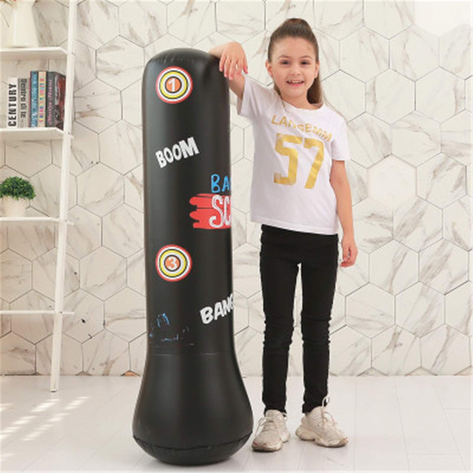 FOYOCER Bokszak Kinderen met Bokshandschoenen 160 cm Ninja Bokszak voor Kinderen 3-12 met Onmiddellijke Bounce Back voor het oefenen van MMA Karate Taekwondo voor Jongens & Meisjes 2023 Nieuw