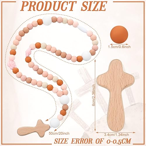 Miniatura 3 de Misdary Rosario para Bebé Bautizo Regalo Silicona Dios Bendiga Niños Primer Rosario con Cruz Suministro de Fiesta de Bautizo de 1er Año para Baby