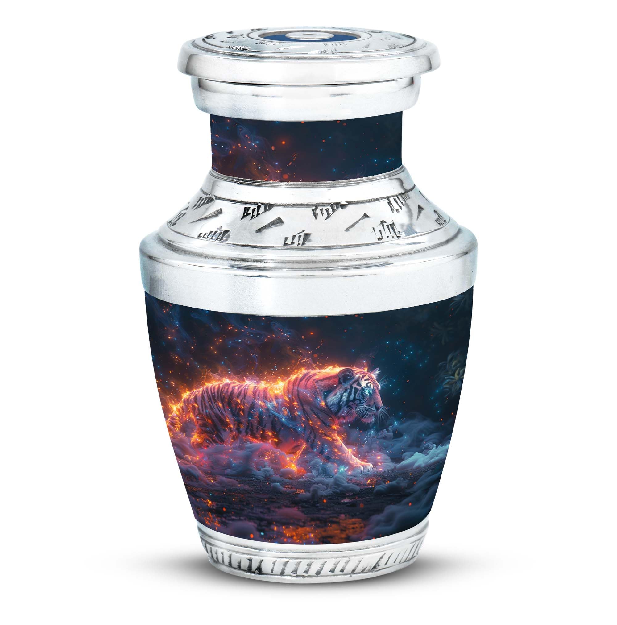 YATHABHISA Urn Keepsakes for Ashes, Small Cremation Urns, Urn for Ashes Adult Male & Female Small, Mini Keepsake Funeral Urn 3''_Teal | Tiger Urn | Small urn for Ashes for Women