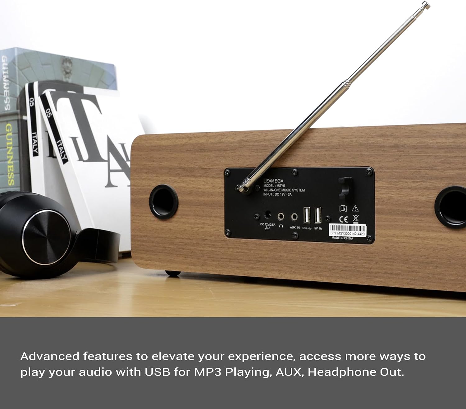 LEMEGA MSY5P Internet Radio,Spotify HiFi,Bluetooth Stereo System for Home with CD Player,FM Radio, Acoustic Wood Cabinet,AUX & USB Input,40 Presets, OKTIV APP & Remote Control