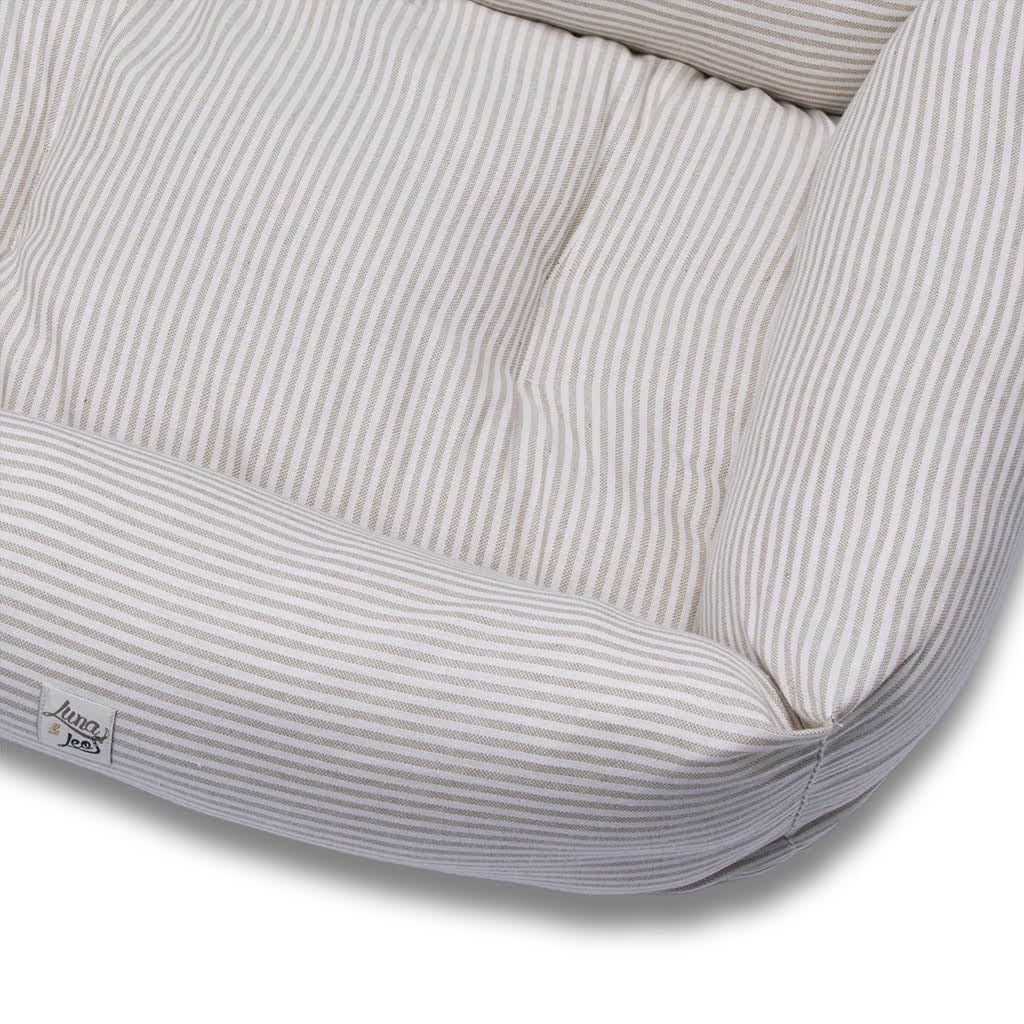 LEO & LUNA Divanetto DIVUR52 Cuccia per Cani e Gatti Collezione Urban Cotone Riga Stretta Beige - Disponibile in Taglie Multiple XS-XXL - Made in Italy (M)