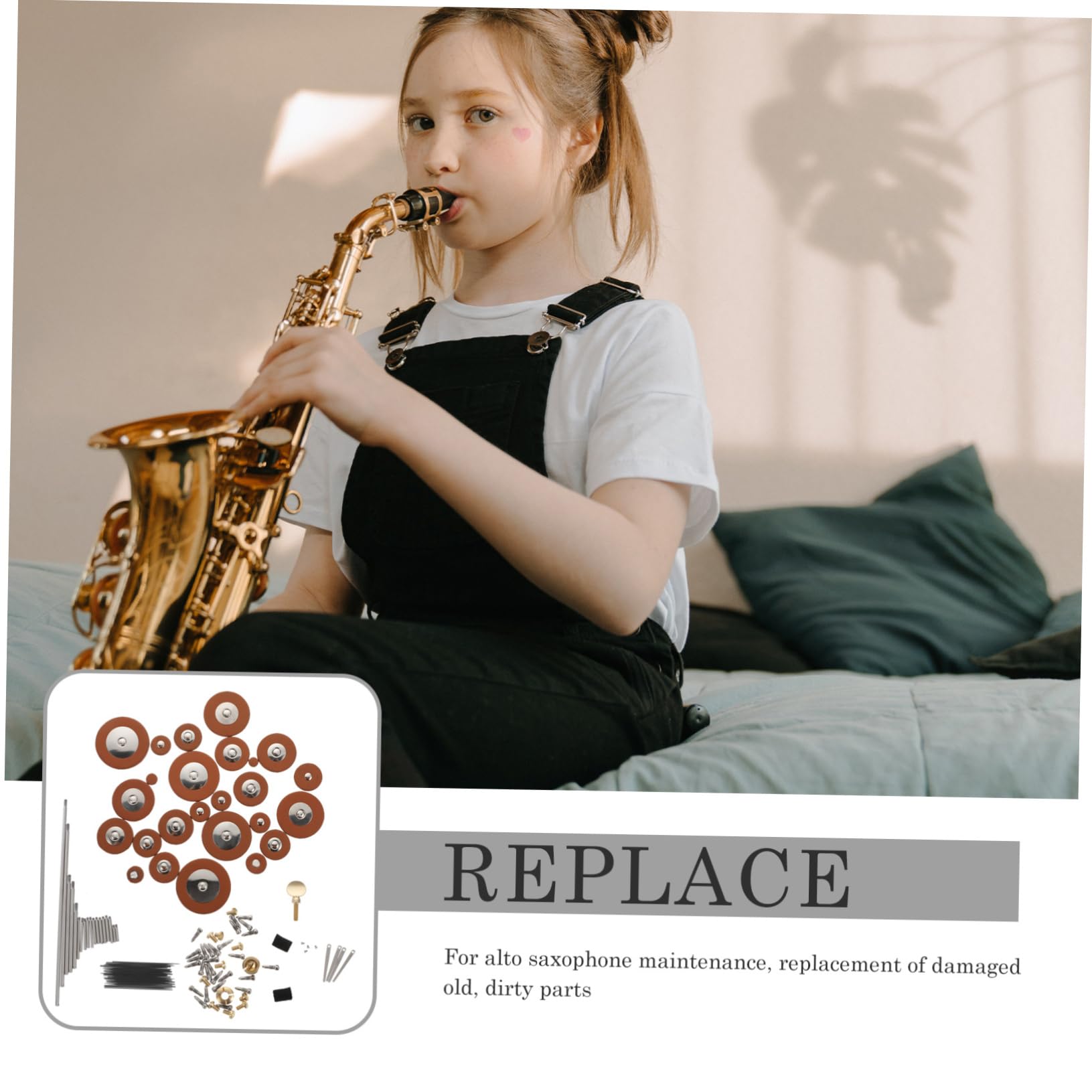 TOYANDONA Altsaxophon Zufällige Farbe zur Wartung und Ersatz Beschädigter Teile Reparaturset mit Metall und Sheepskin Teilen Geeignet für Selbstgemacht Enthusiasten und Saxophonliebhaber
