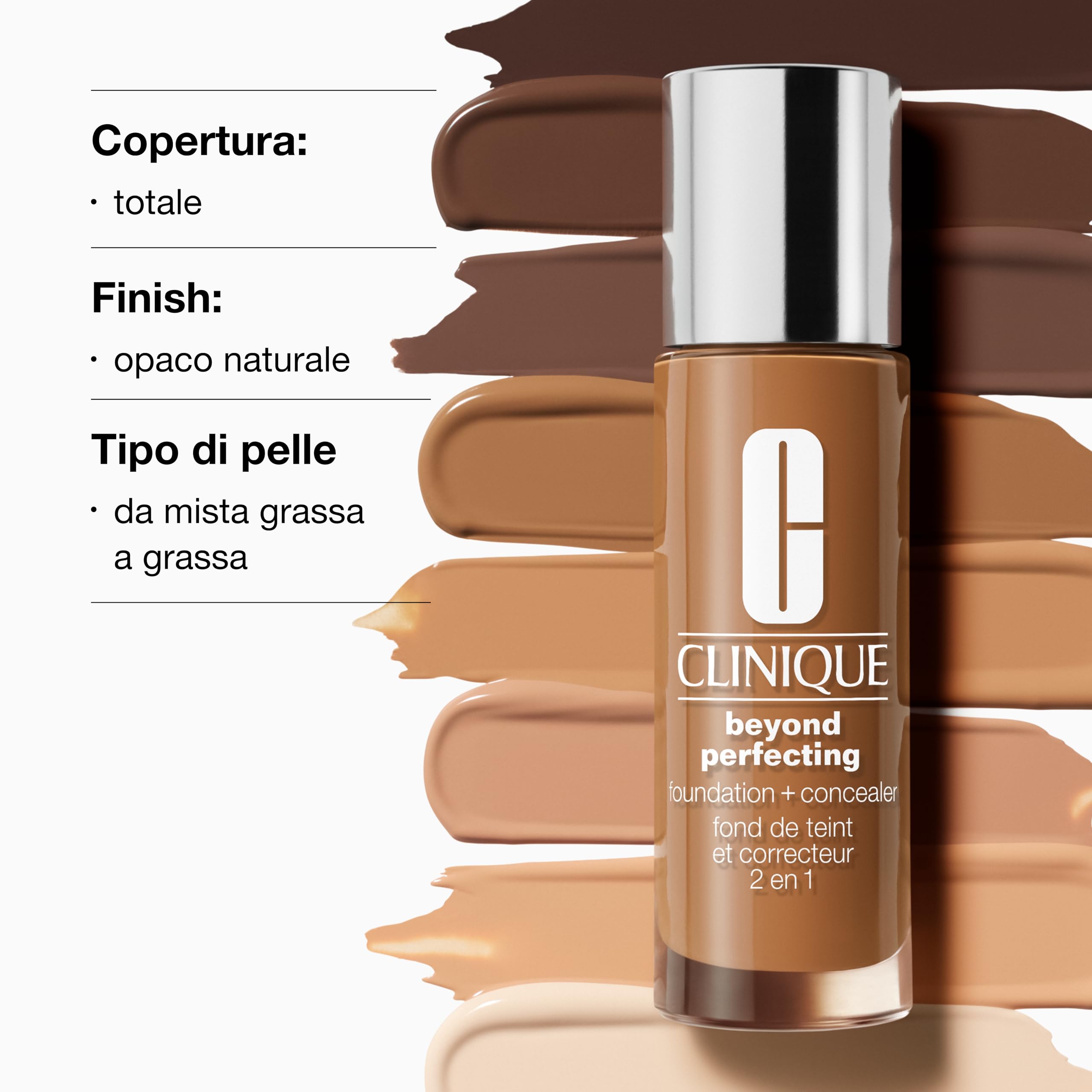 Clinique Beyond Perfecting Liquid Lightweight Full-Coverage fondotinta e correttore Liquido | Per pelli da secche a grasse