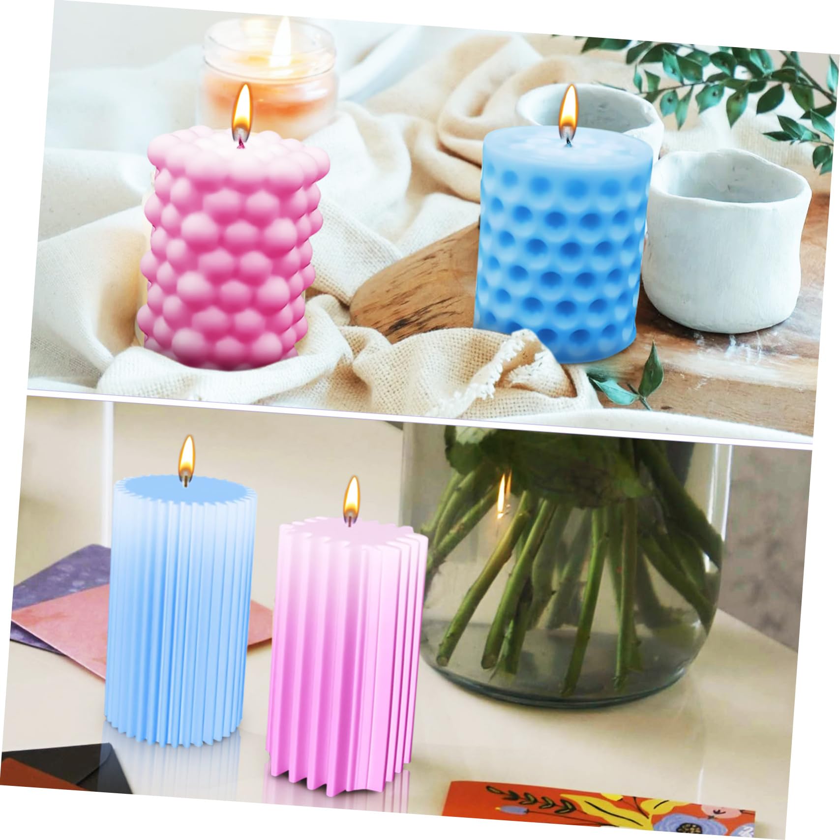 Uonlytech 3 Series Molde De Vela Fabricación De Velas Moldes Para Velas Votivo Perfumado Forma Molde De Silicona Para Velas Molde De Silicona De Escritorio Gel De Sílice 4 Piezas X 3