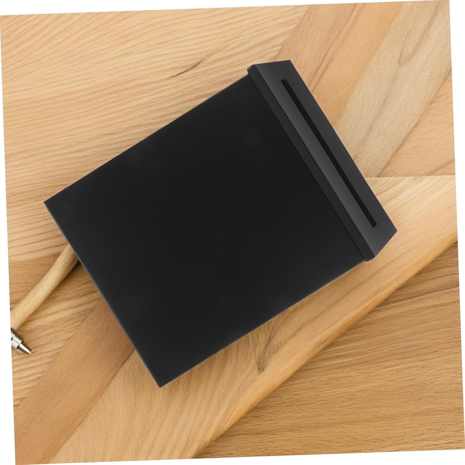 Rustic Black Donation Box with Slot for Home Office Farm Secure Creative Design for Anonymous Feedback Collection