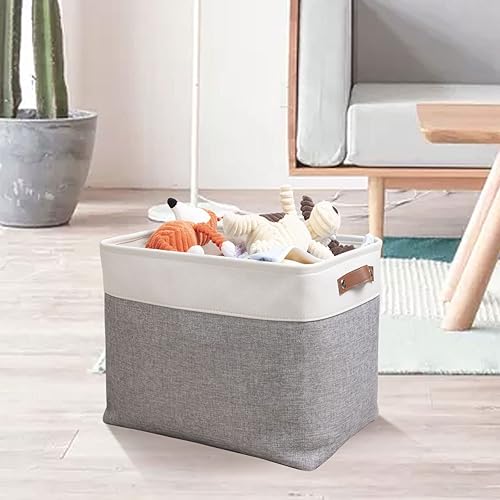 Miniatura 6 de DULLEMELO Cestas de Almacenamiento Grandes 16"x12"x12" Cestas Rectangulares Altas de Tela Contenedores de Almacenamiento para Organizar 1 Paquete