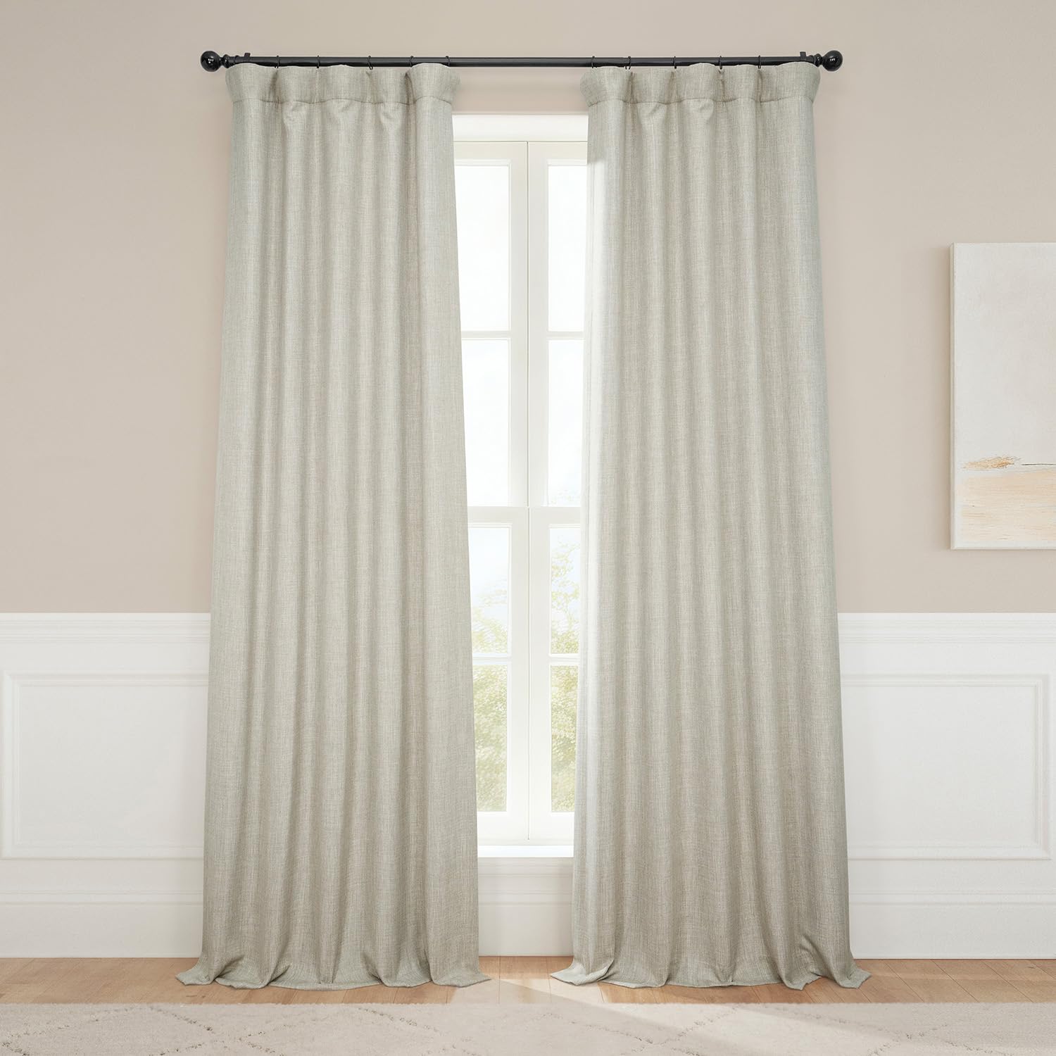 HPD Half Price Drapes Faux Linen Room Darkening Curtains - 96 Inches Long Luxury Linen Curtains for Bedroom & Living Room (1 Panel), 50W X 96L, Oatmeal