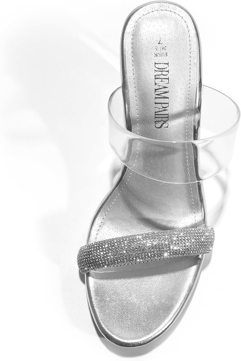 DREAM PAIRS Women's Clear Two Strap Open Toe High Heels Block Chunky Slip on Platform Comfortable Dress Heeled Sandals