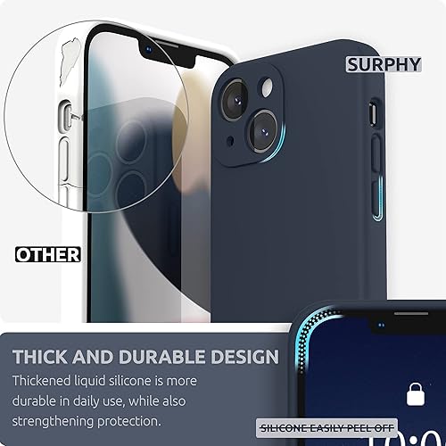 Miniatura 4 de SURPHY Funda compatible con iPhone 13 Mini con protector de pantalla, (protección de cámara + forro de microfibra suave), funda de silicona líquida
