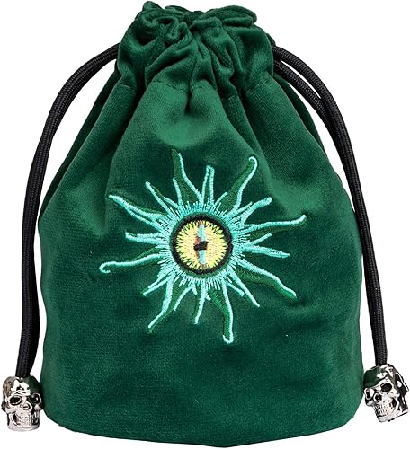 Miniatura 15 de Bolsas grandes para dados D&D con bolsillos, bolsa de almacenamiento verde con logotipo D20 para dados de juego de rol DND