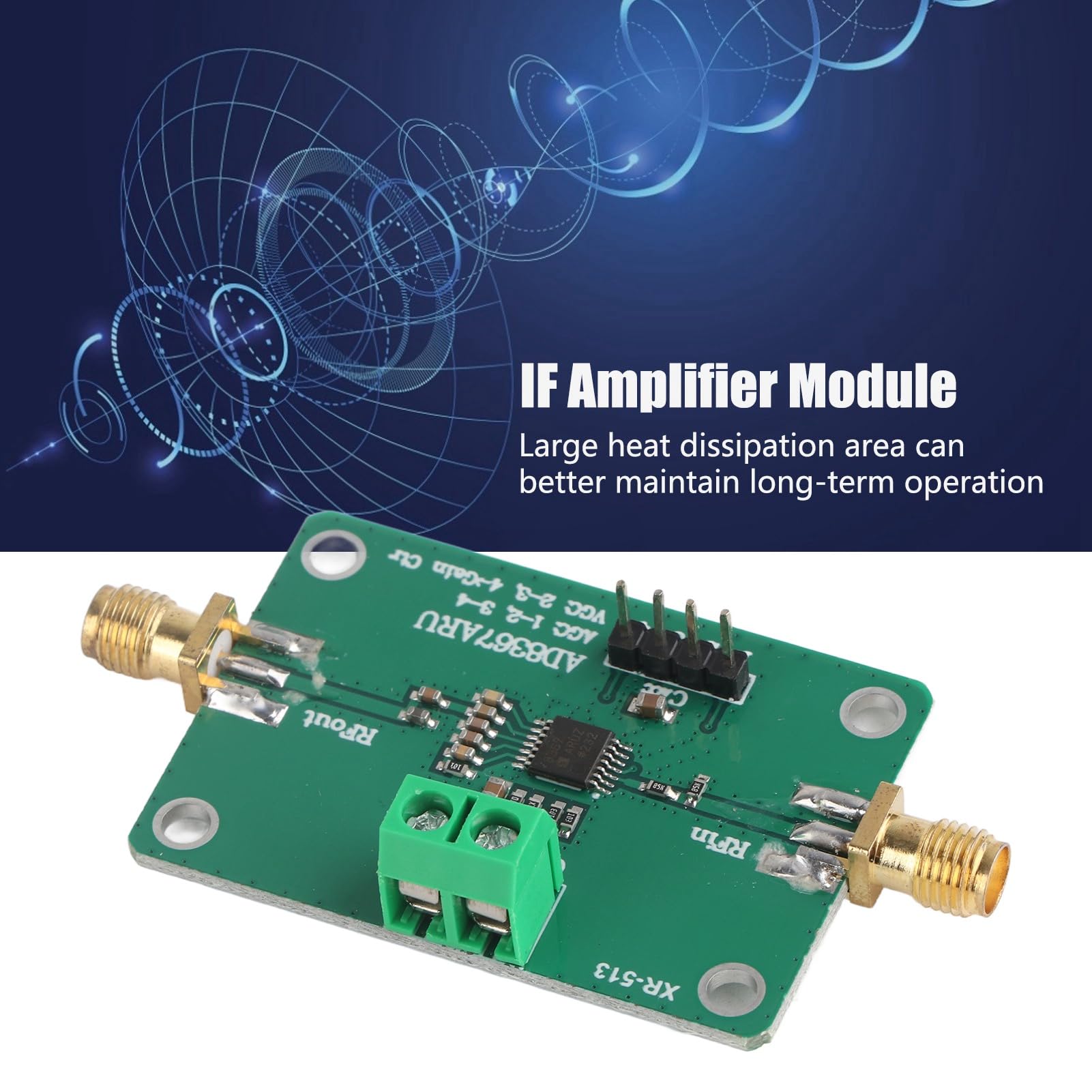 Fdit AD8367 ZF-Verstärker-Modul, 1 Kanal, 0,1-500 MHz, 35 dB Verstärkung, 5 dBm Ausgangsleistung,