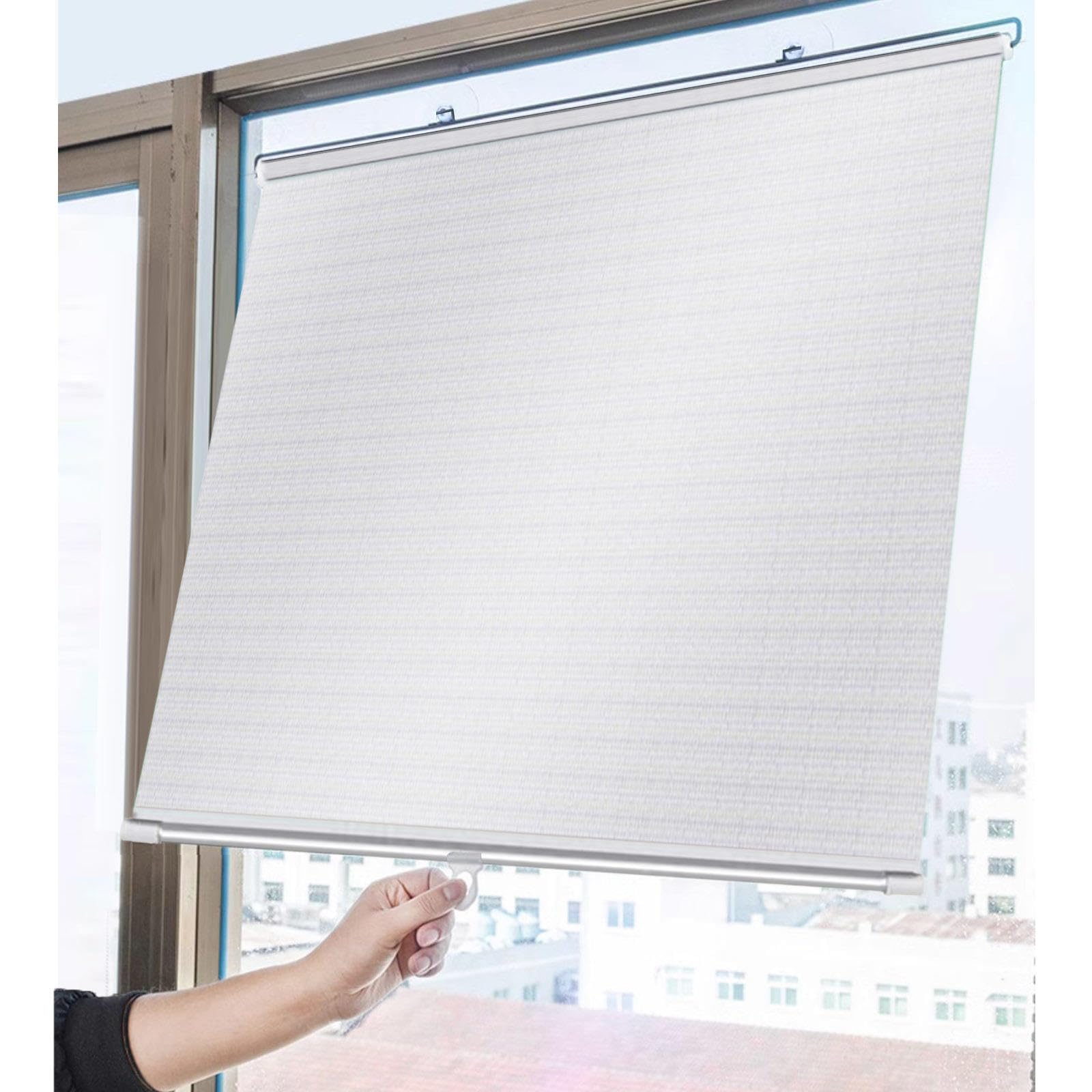 Sunshade Roller Blinds, Suction Cup Blackout Roller Shades, Thermal Window Roller Shades, Blackout Curtains 40/45/50/68/74cm, Temporary Blinds Without Drilling,silver-80x140cm/31.5 * 55in
