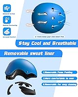 Vista 4 de Juego de casco de bicicleta para niños, casco ajustable para niños de 2-3-5-8-14 años, juego de almohadillas para niños pequeños con rodilleras