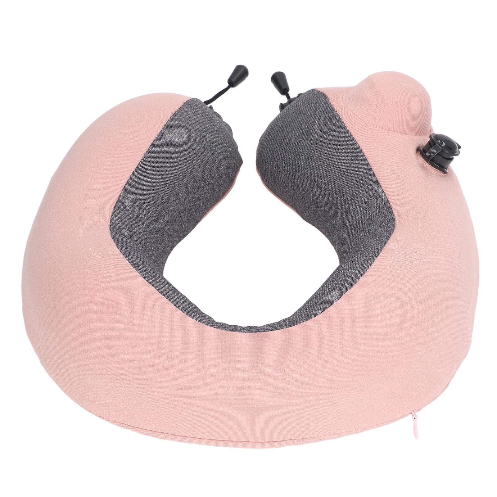 Cuscino per il collo da viaggio a forma di U, cuscino gonfiabile per il riposo della testa, cuscino per il collo in PVC morbido auto-gonfiante con fodera in tessuto romano, fibbia