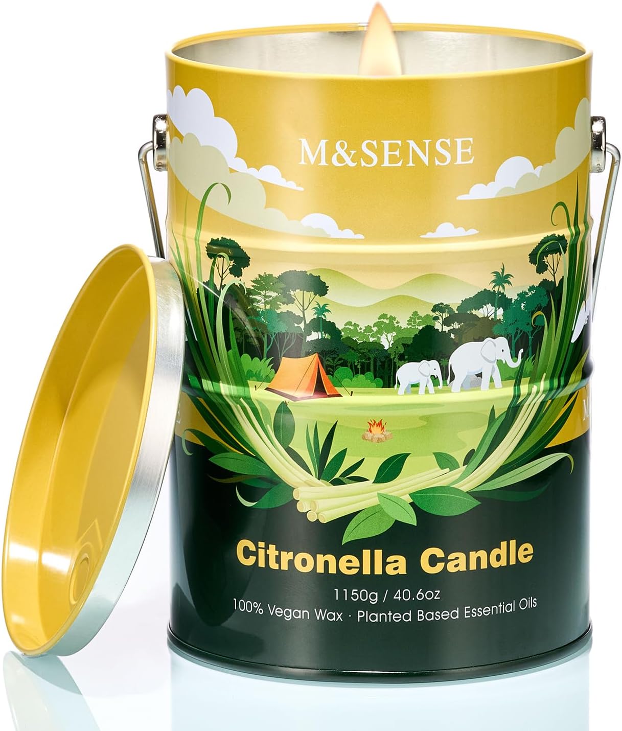 M&SENSE Citronella Candles Outdoor – 220 Hour Burn, 40.6oz Large, Natural Non-Toxic Soy Wax, Outdoor & Indoor Use for Patio, Camping, Home