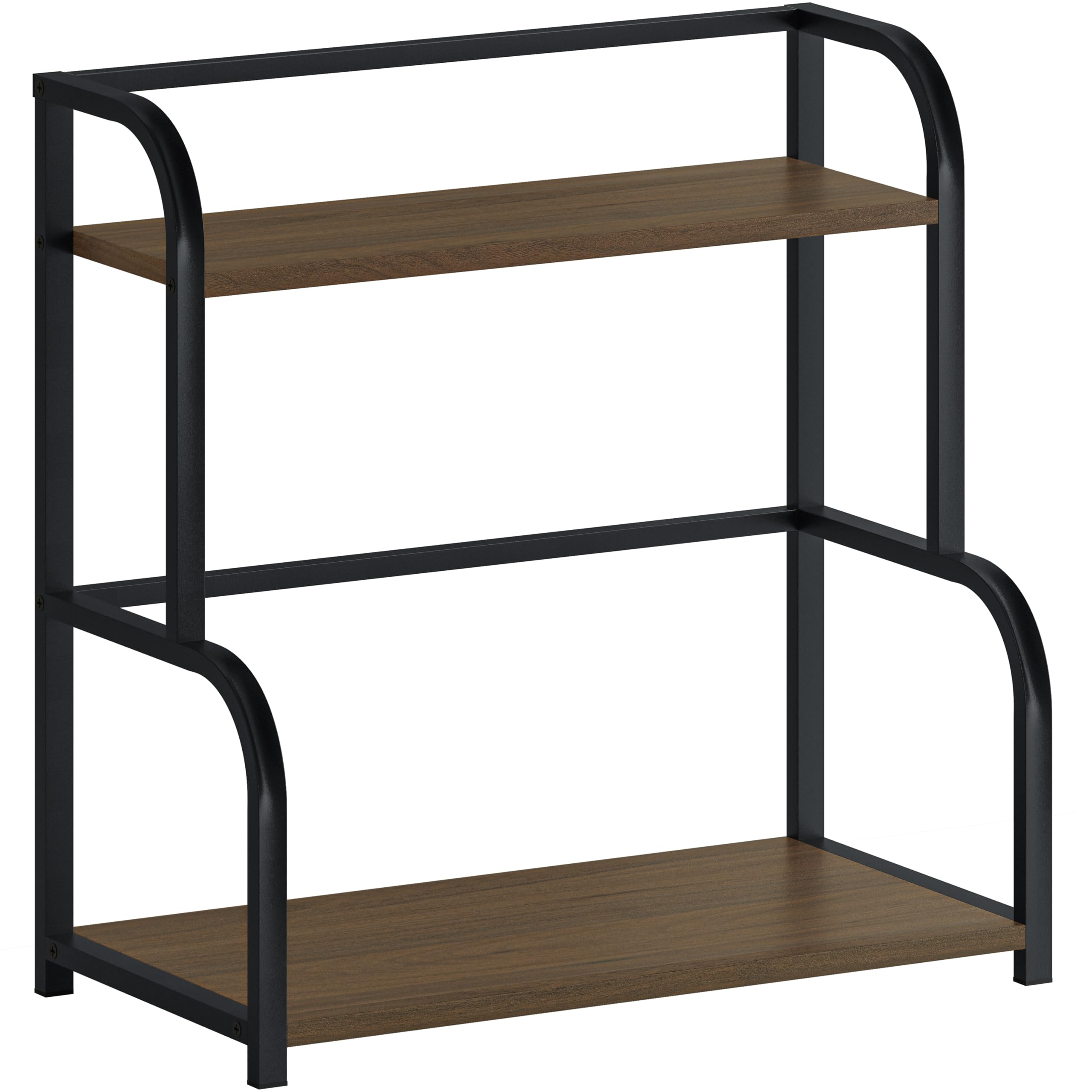 Kitchen Shelf Organiser Coffee Station - Spice Rack Storage Cupboard Organizer Brown Natural Wooden - 2 Tier Shelves for Counter Top - Small Desk Worktop Organisation Unit Free Standing Coffe Bar