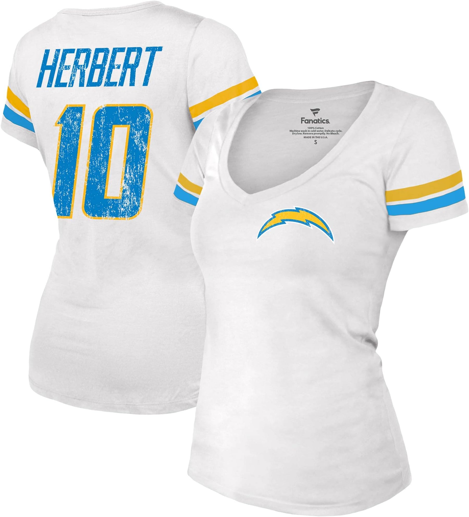 Women's Majestic Threads Deandre Hopkins White Arizona Cardinals Name & Number V-Neck T-Shirt