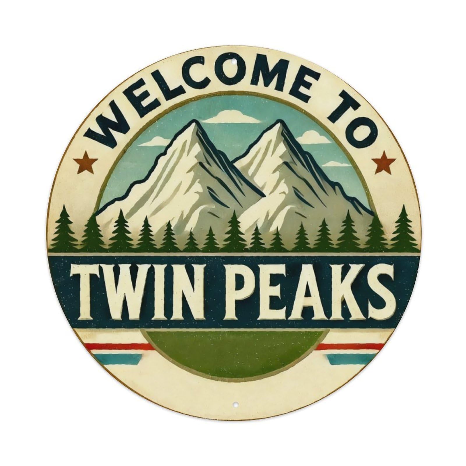 Ldfuieksufg Style Twin Peaks Mountain Forest Vintage Aluminium Metal Sign, Retro Wall Decor For Home, Bar, Garage & Farmhouse 20X20cm