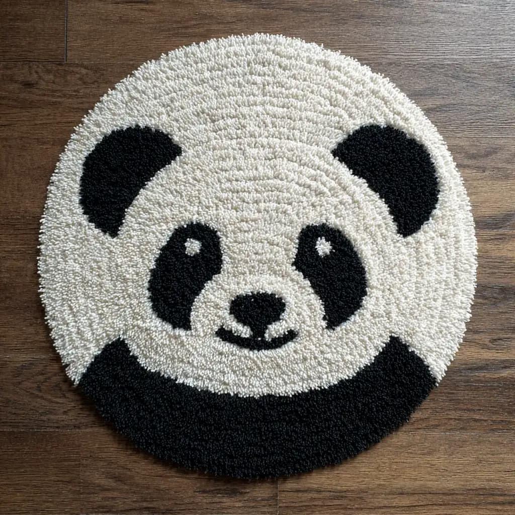 Round Latch Hook Rug Kits Panda For Adults And Starter 50*50Cm