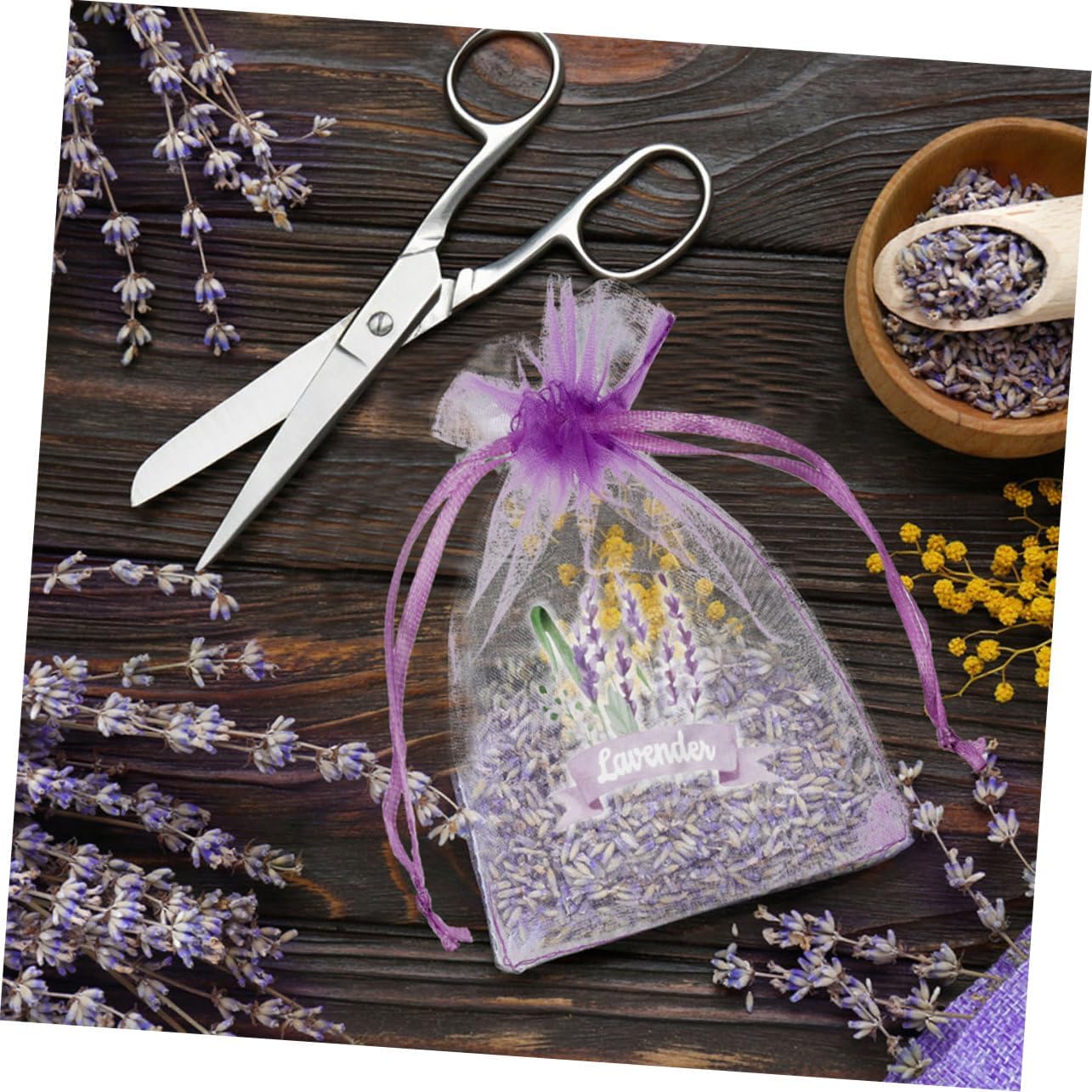 Luxshiny 20pcs Lavender Sachets Drawstring Mesh Bags Versatile Organza Pouches for Storing Flowers Spices and Small Items for Home Fragrance and