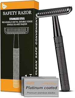 Double Edge Safety Razor for Men and Women, Stainless Steel Single Blade Metal Razor, with 10 Double Edge Blades, Smooth C...
