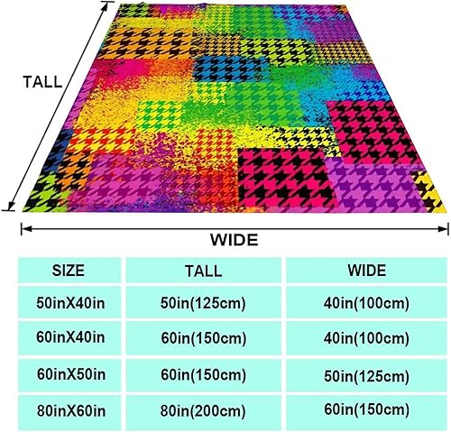 Miniatura 2 de Manta de franela para hombres y niños, compatible con pata de gallo clásica geométrica colorida, manta de otoño pequeña y grande, bonita manta de